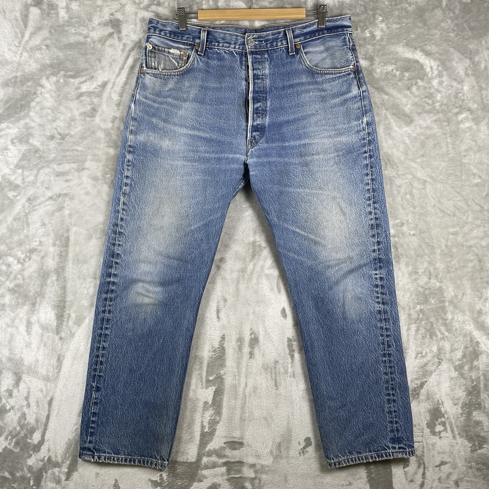 Vintage Levis 501xx Jeans Mens Fits 35x29 Made in Mexico Whisker Fade Button Fly